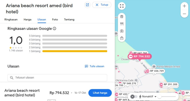 Ariana  Beach Resort Amed. (google maps)
